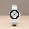 Elly Silver Round Quartz Analog Wrist Watch For Girls (30 Mm Dial)