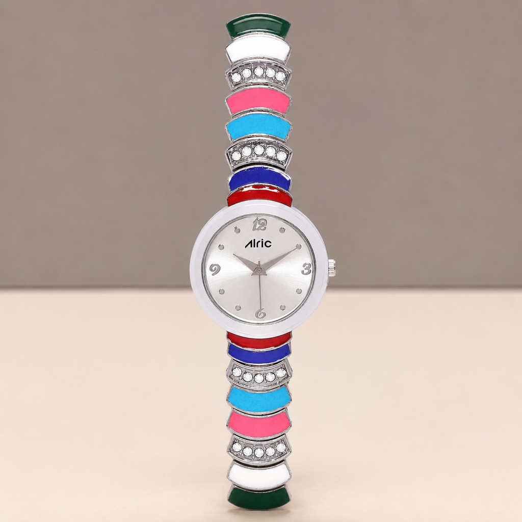 Nova Silver Quartz Analog Wrist Watch For Girls (30 Mm Dial)