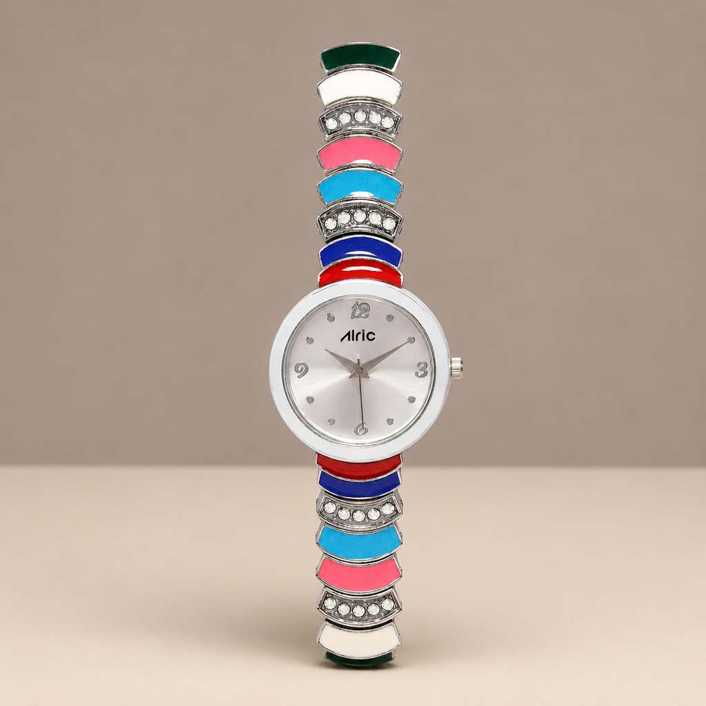 Nova Silver Quartz Analog Wrist Watch For Girls (30 Mm Dial)