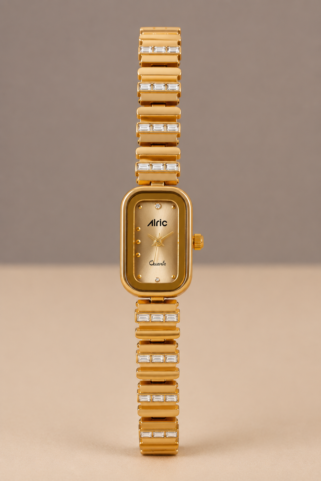 Charm Gold Rectangle Quartz Analog Wrist Watch For Girls (30 Mm Dial)