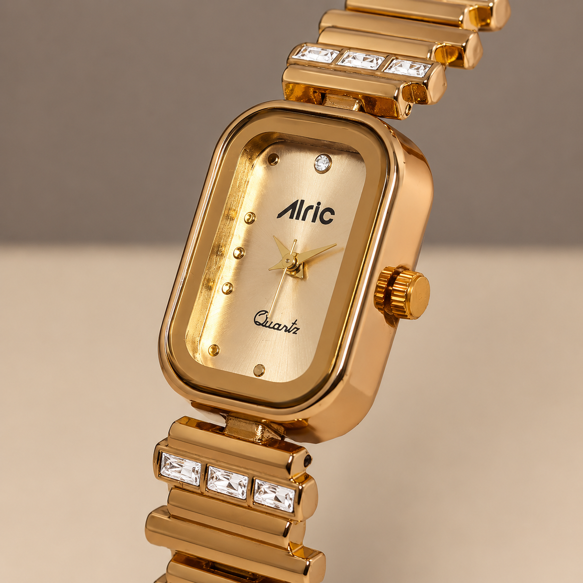 Charm Gold Rectangle Quartz Analog Wrist Watch For Girls (30 Mm Dial)