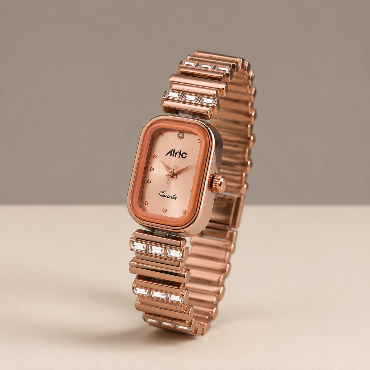 Charm Rose Gold Rectangle Quartz Analog Wrist Watch For Girls (30 Mm Dial)