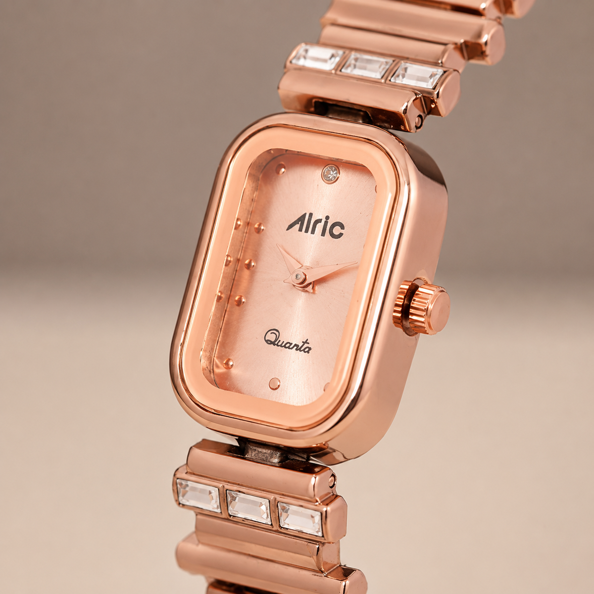Charm Rose Gold Rectangle Quartz Analog Wrist Watch For Girls (30 Mm Dial)