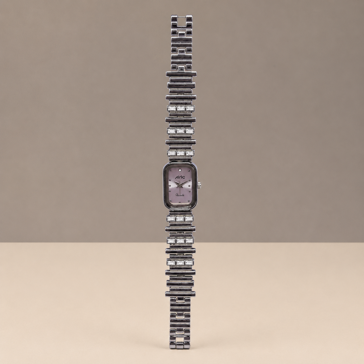 Charm Silver Rectangle Quartz Analog Wrist Watch For Girls (30 Mm Dial)