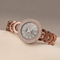 Ritzy Brown & Silver Round Quartz Analog Wrist Watch For Women (13.6 Mm Dial)
