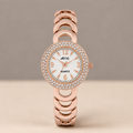 Ritzy Rose Gold & White Round Quartz Analog Wrist Watch For Women (13.6 Mm Dial)