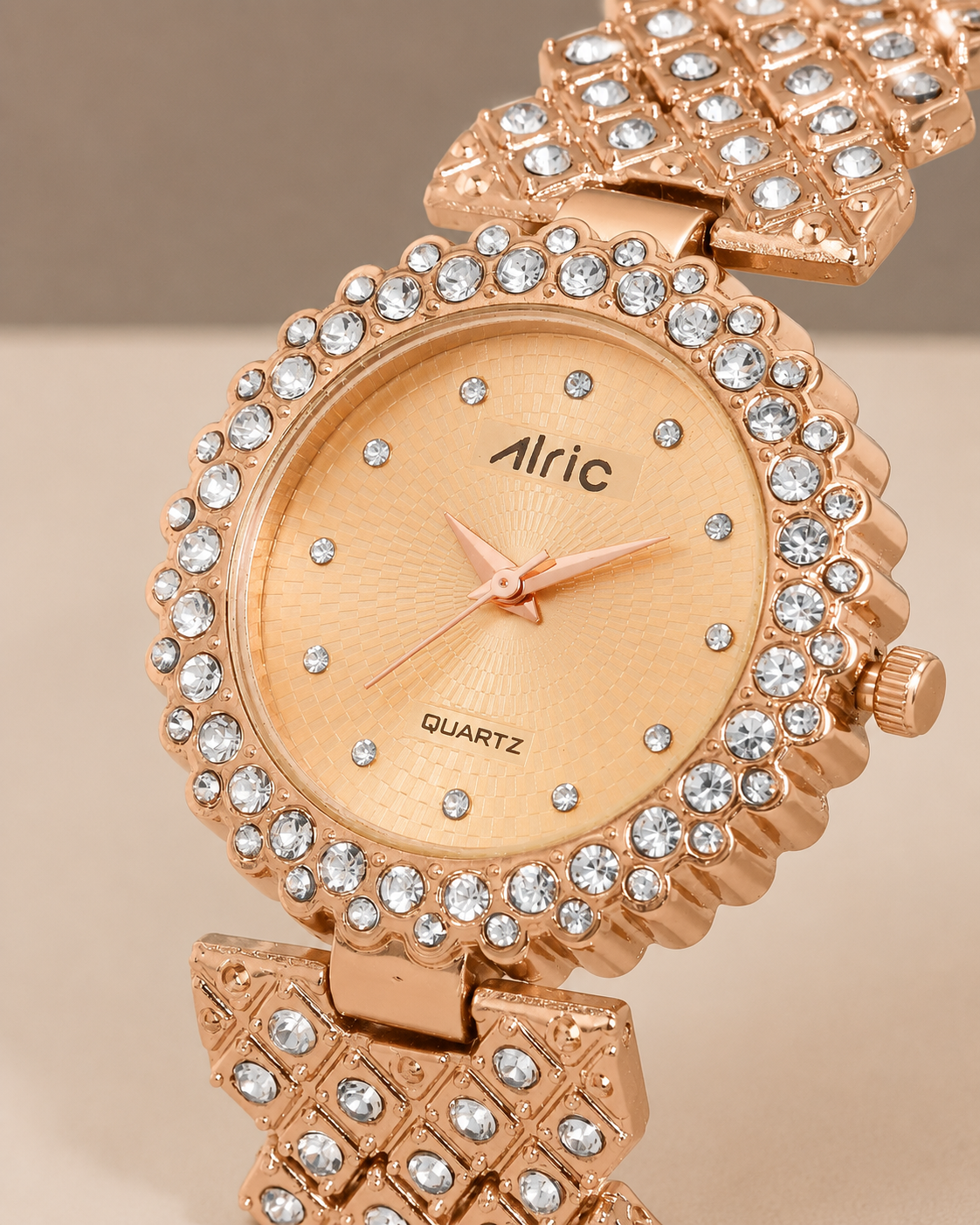 Lavish Rose Gold Analog Quartz with Jewels | Elegant Watch for Women
