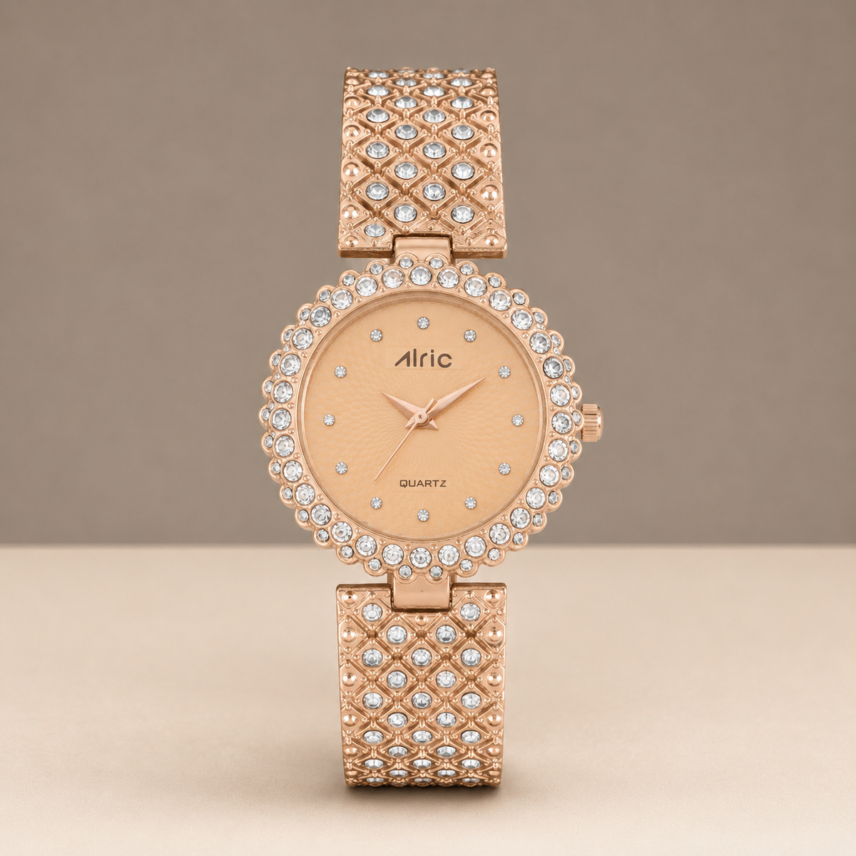 Lavish Rose Gold Analog Quartz with Jewels | Elegant Watch for Women