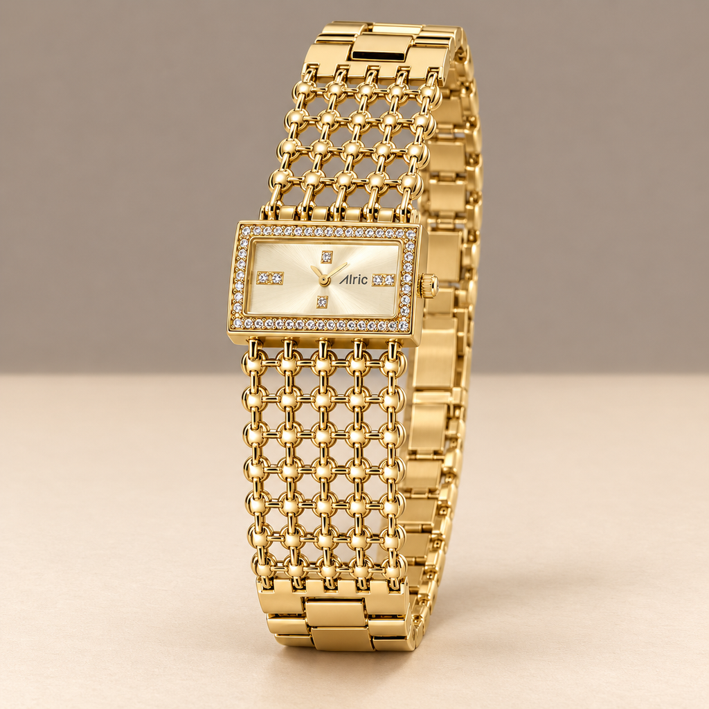 Luxe Rose Gold Analog Quartz with Jewels | Elegant Watch for Women