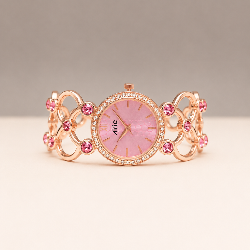 Bloom Pink Alric Quartz Analog Wrist Watch For Girls (30 Mm Dial)