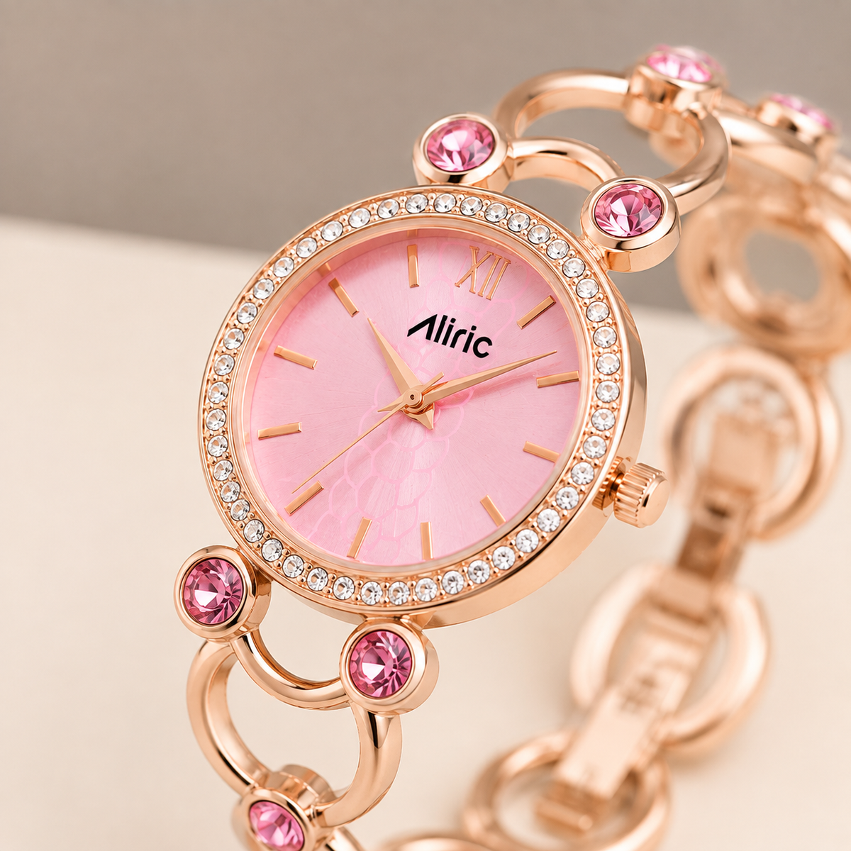 Bloom Pink Alric Quartz Analog Wrist Watch For Girls (30 Mm Dial)