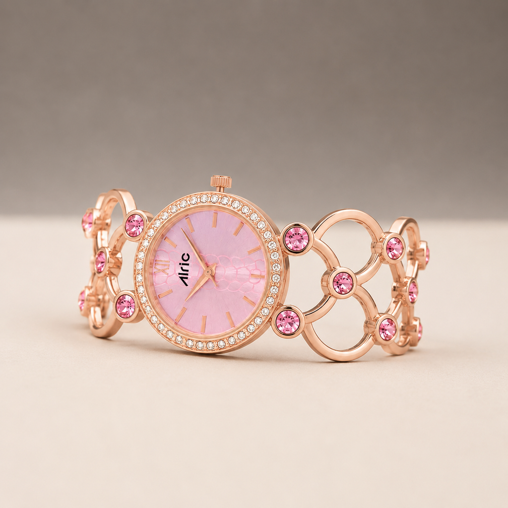 Bloom Pink Alric Quartz Analog Wrist Watch For Girls (30 Mm Dial)