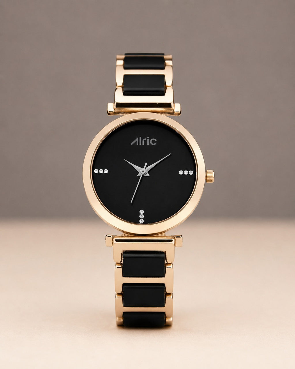 Ellip Gold and Black Round Quartz Analog Wrist Watch For Girls (30 Mm Dial)