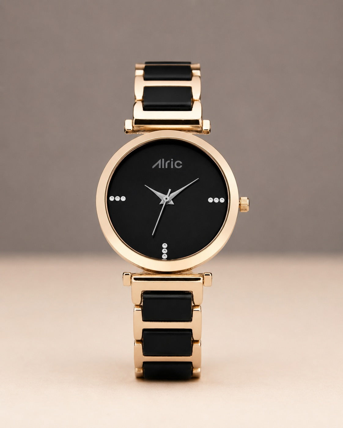 Ellip Gold and Black Round Quartz Analog Wrist Watch For Girls (30 Mm Dial)
