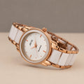 Swanky Gold & White Round Quartz Analog Wrist Watch For Girls (13.6 Mm Dial)