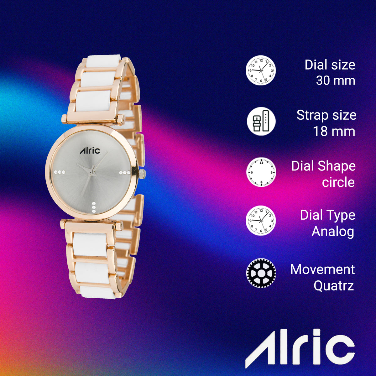 Ellip Rose Gold & White Quartz Analog Wrist Watch For Girls (13.6 Mm Dial)
