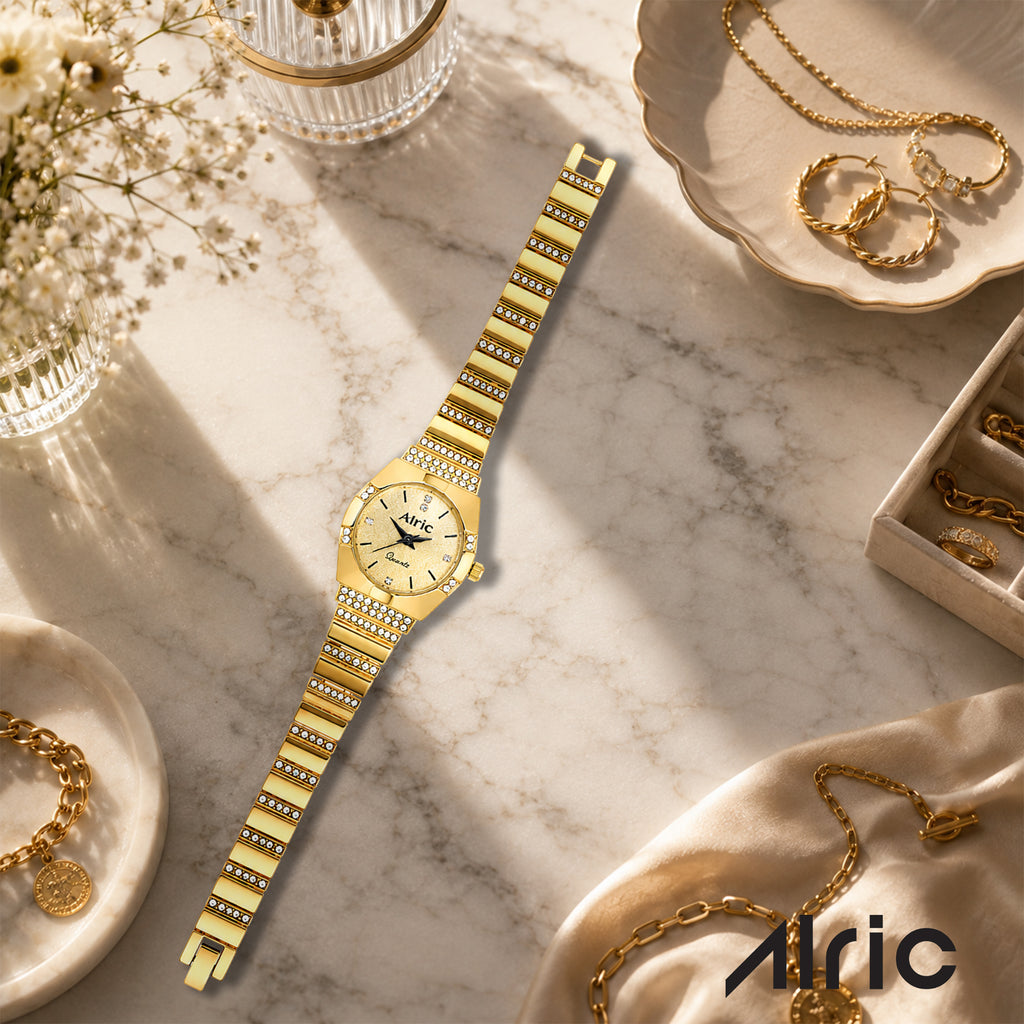 Opaline Gold Quartz Analog Wrist Watch For Girls