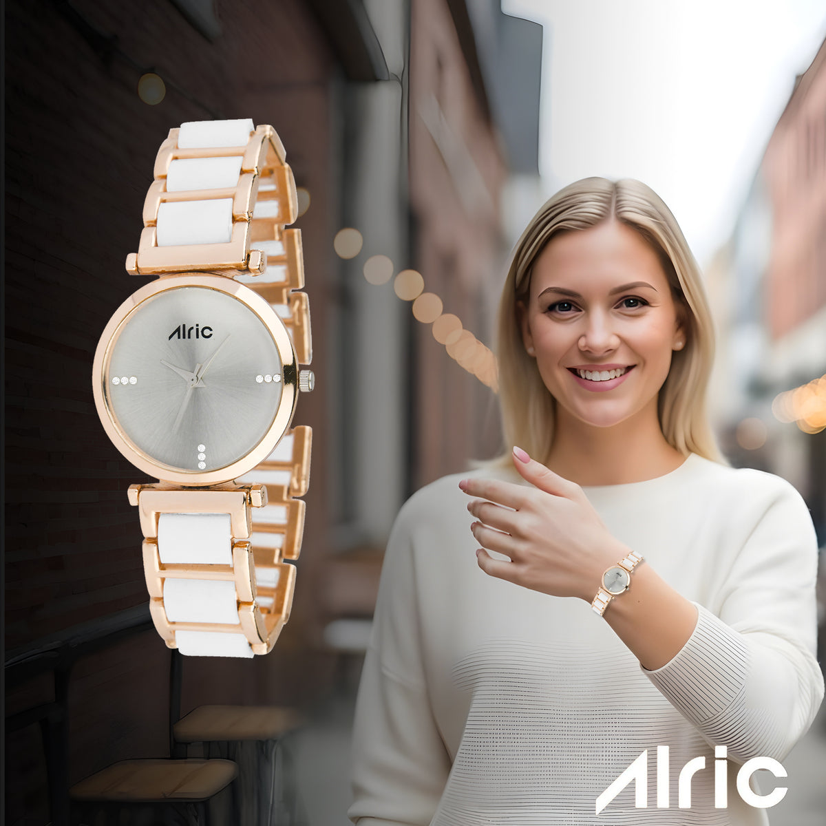 Ellip Rose Gold & White Quartz Analog Wrist Watch For Girls (13.6 Mm Dial)