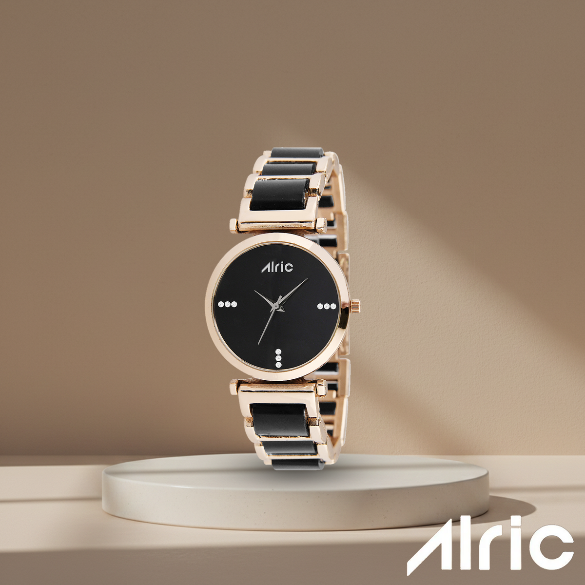 Ellip Rose Gold & Black Quartz Analog Wrist Watch For Girls (13.6 Mm Dial)