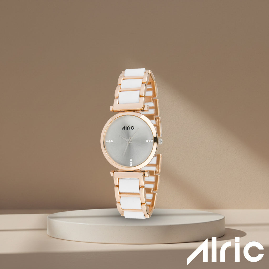 Ellip Rose Gold & White Quartz Analog Wrist Watch For Girls (13.6 Mm Dial)